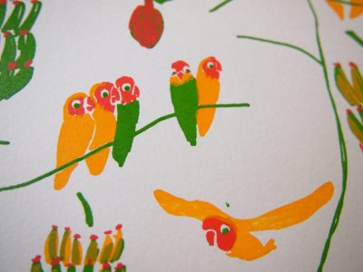 peach faced love birds detail