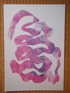 pink messy strap weave print
