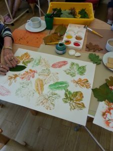 leaf printing with older people