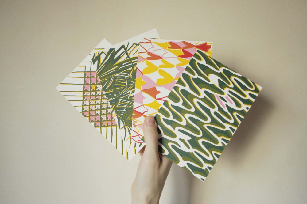 hand fan postcard print