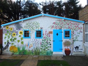 shed coverup mural cottage outside lovely dementia