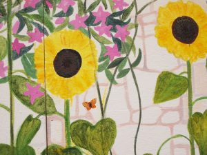 sunflower detail cottage mural outdoor